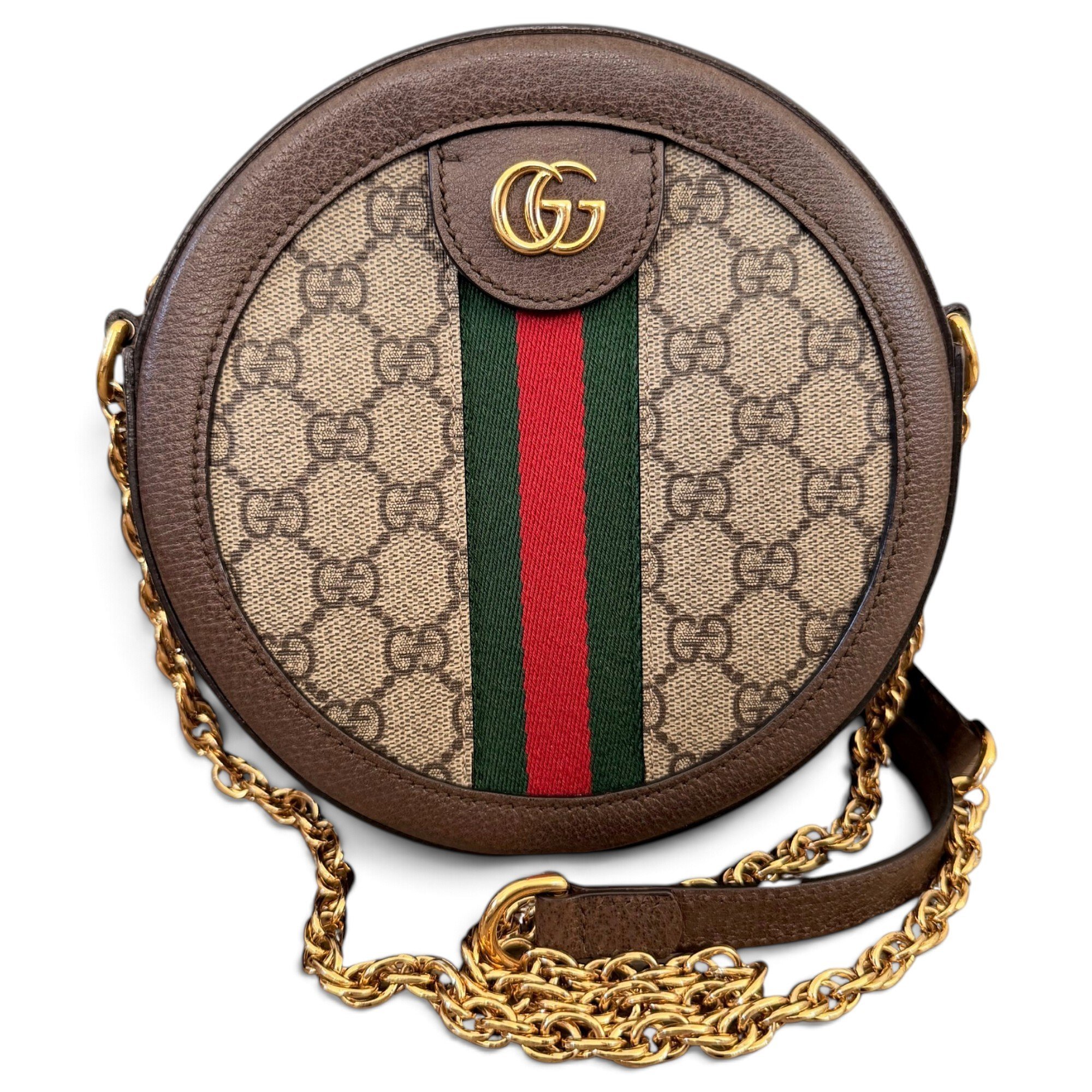 Ophidia Round leather crossbody bag