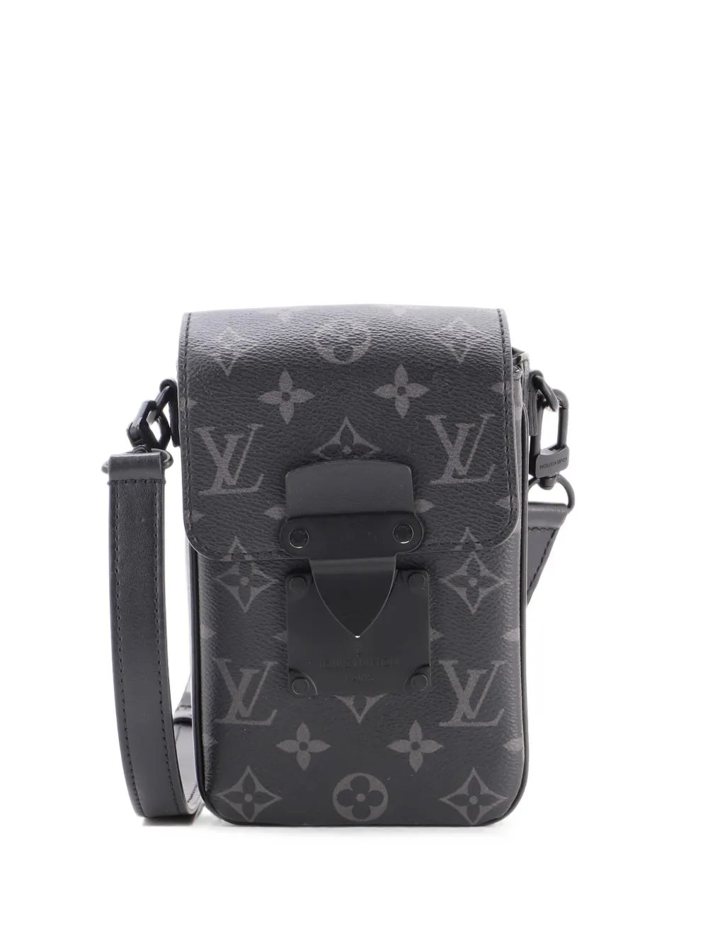 S Lock Vertical Wearable Wallet Monogram Eclipse Canvas crossbody bag