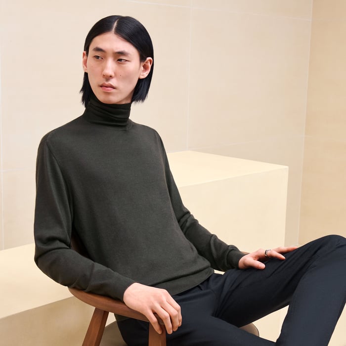 Kaki "Coutures Inversees" Turtleneck Sweater