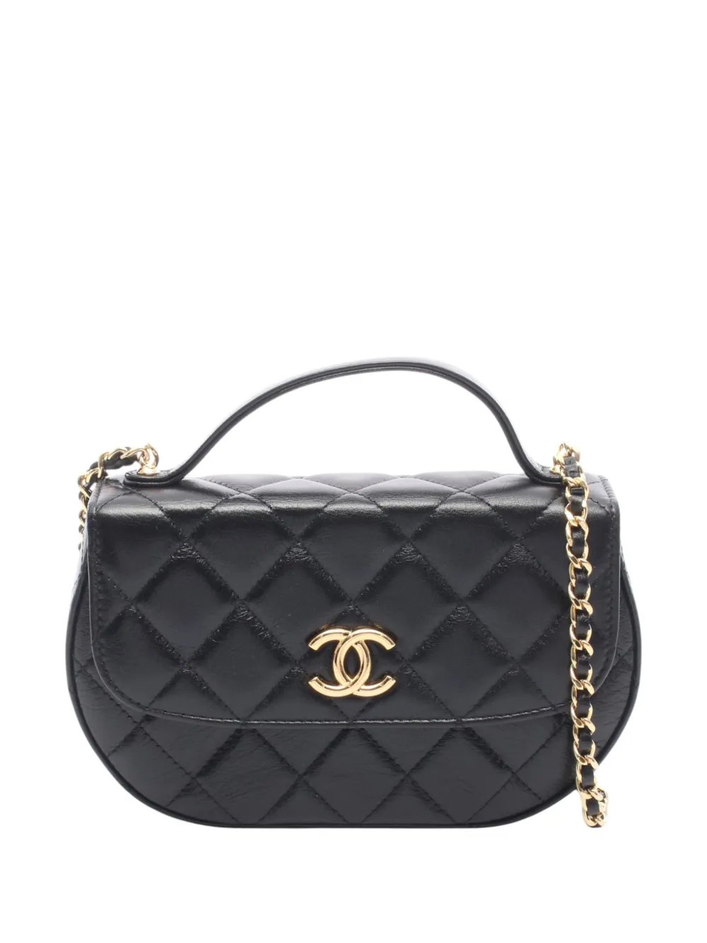 2021-2026 Quilted Shiny Aged Calfskin Flap Phone Holder With Chain satchel