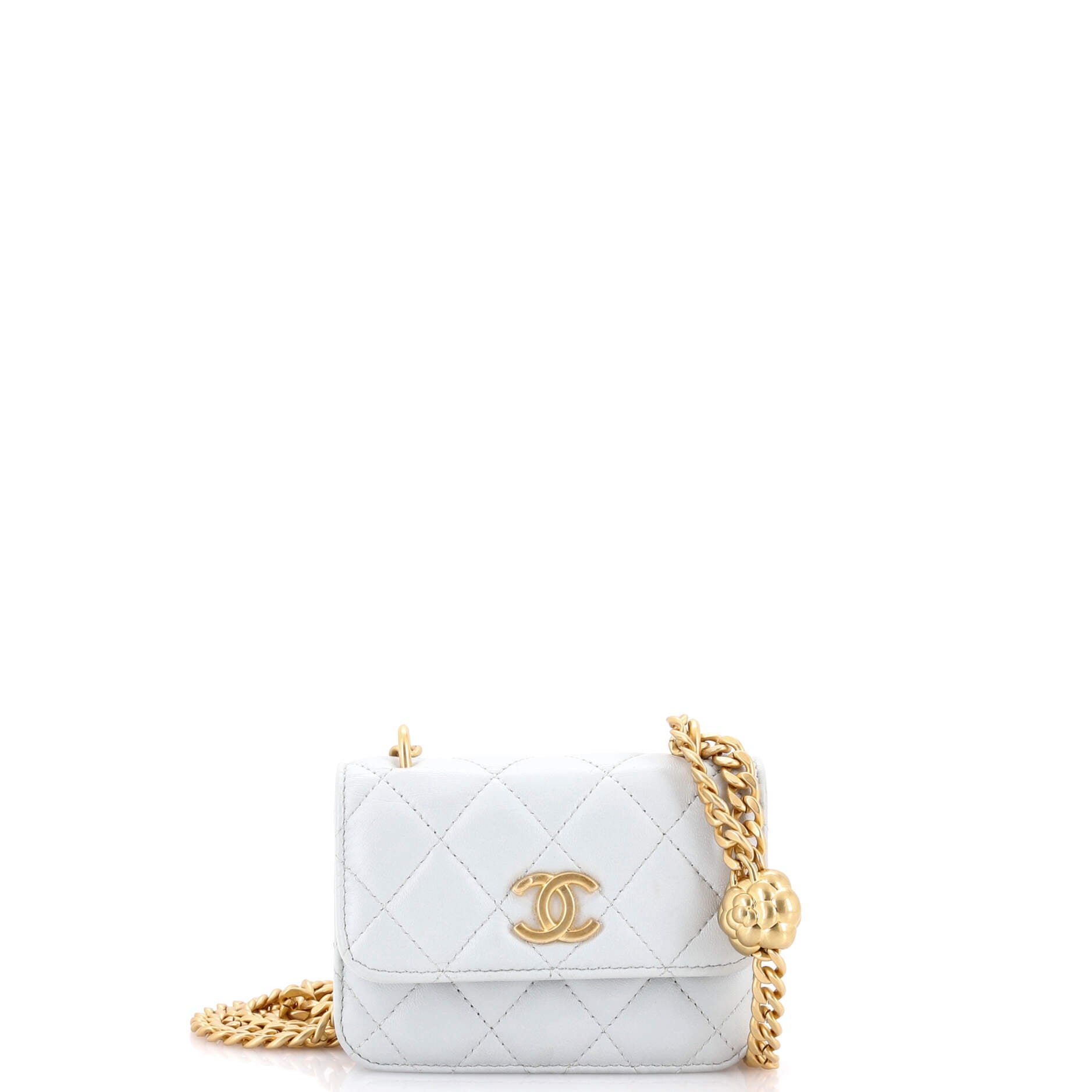 Sweet Camellia Flap Clutch with Chain Quilted Lambskin Mini