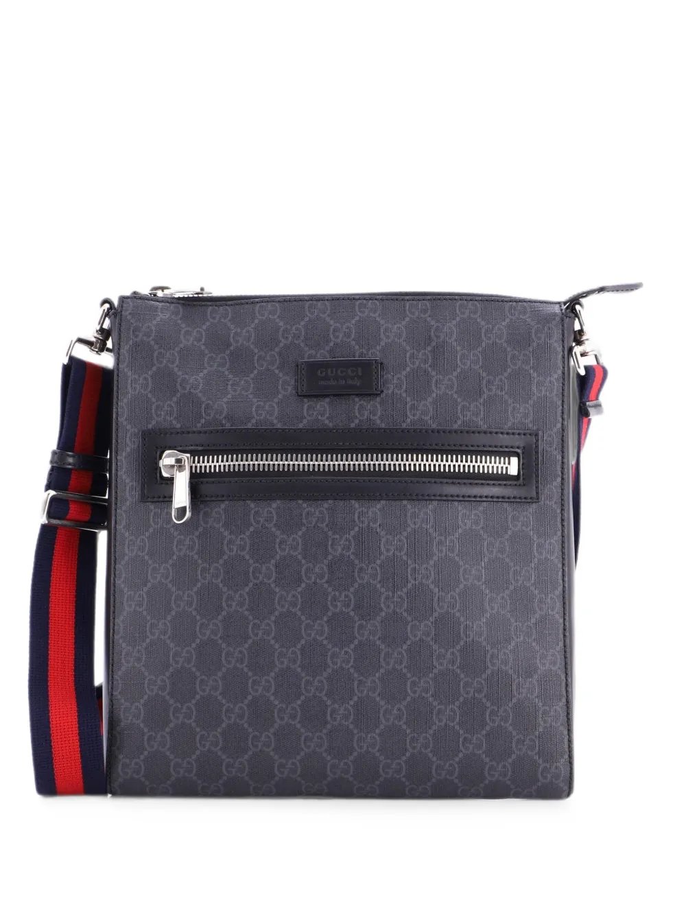 Web Strap Front Zip Messenger Bag GG Coated Canvas Medium crossbody bag