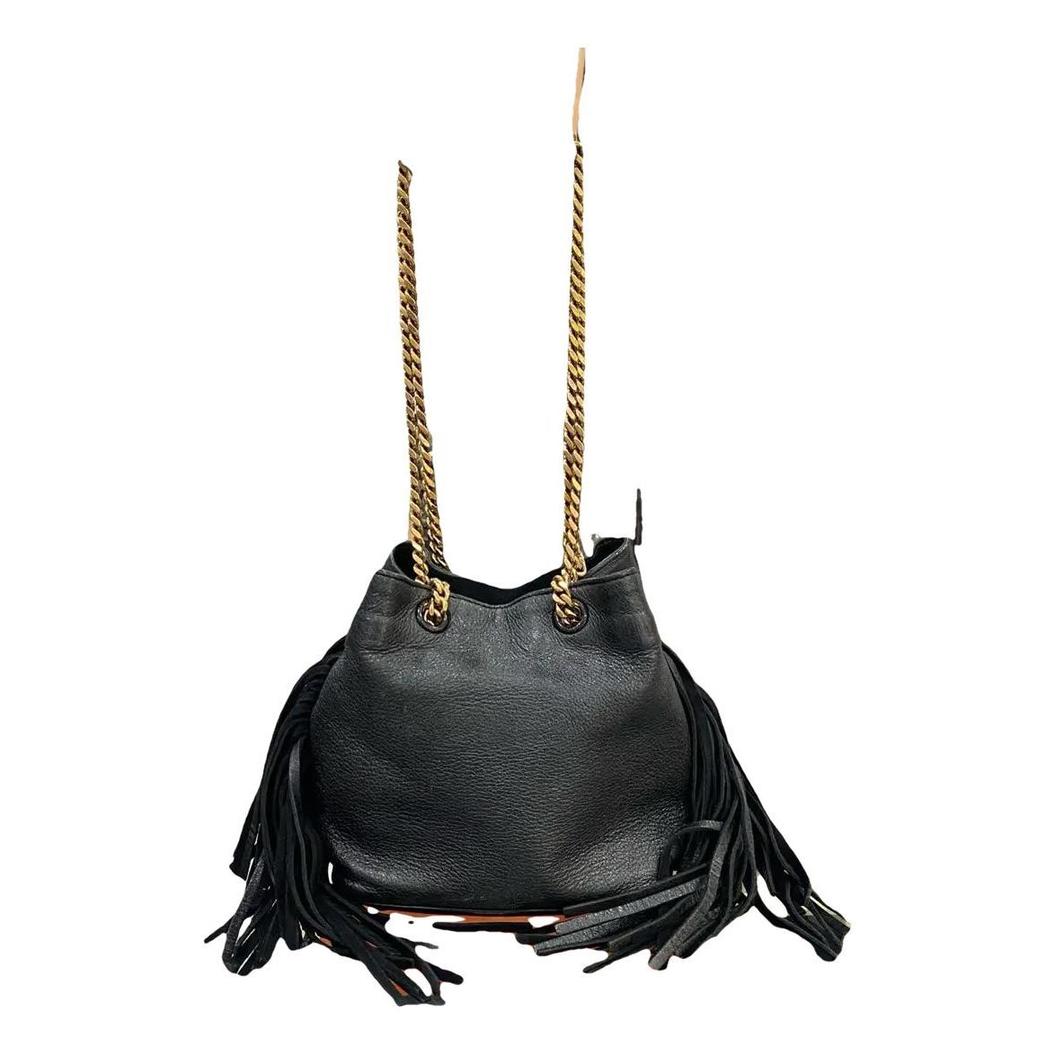 Monogram bucket leather handbag