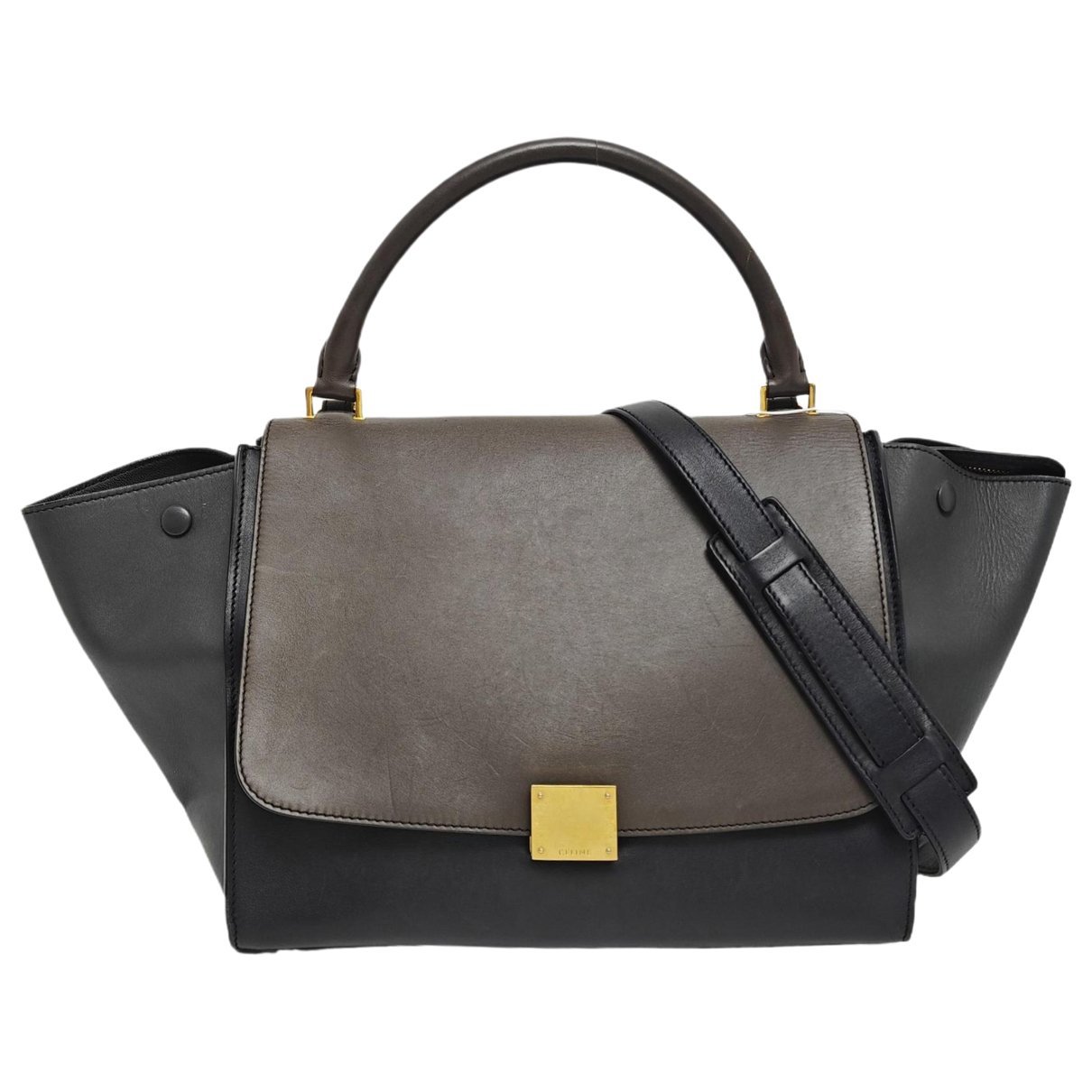 Trapèze leather handbag