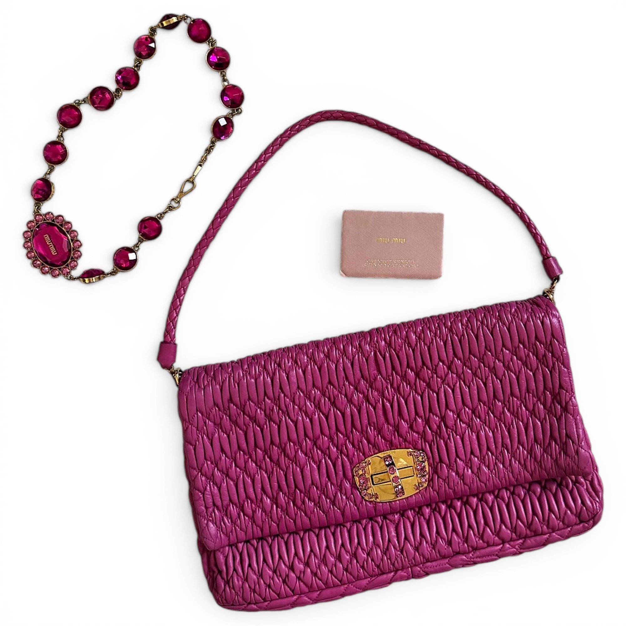 Miu Crystal leather handbag