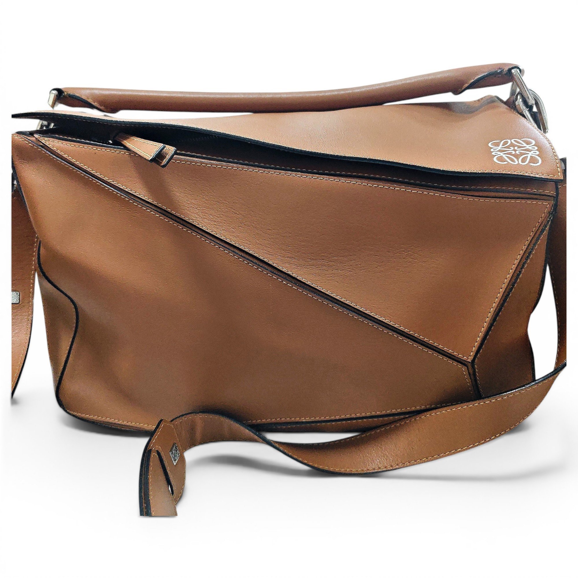 Puzzle leather handbag