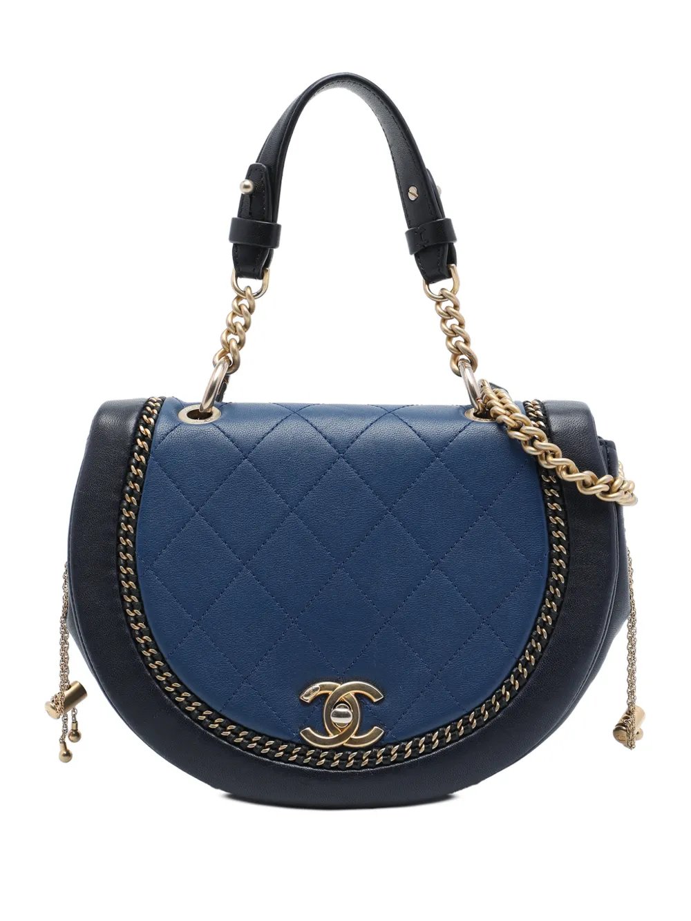 2018 Small Quilted Lambskin Chain Detail Saddle Bag satchel