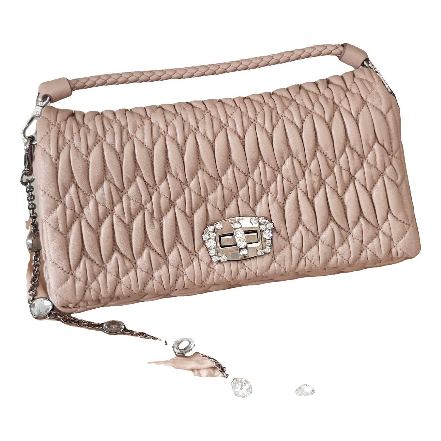Miu Crystal leather handbag