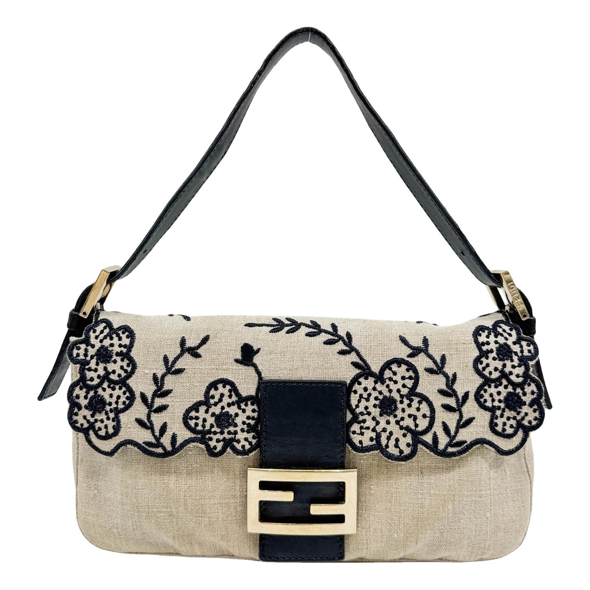 Baguette linen handbag