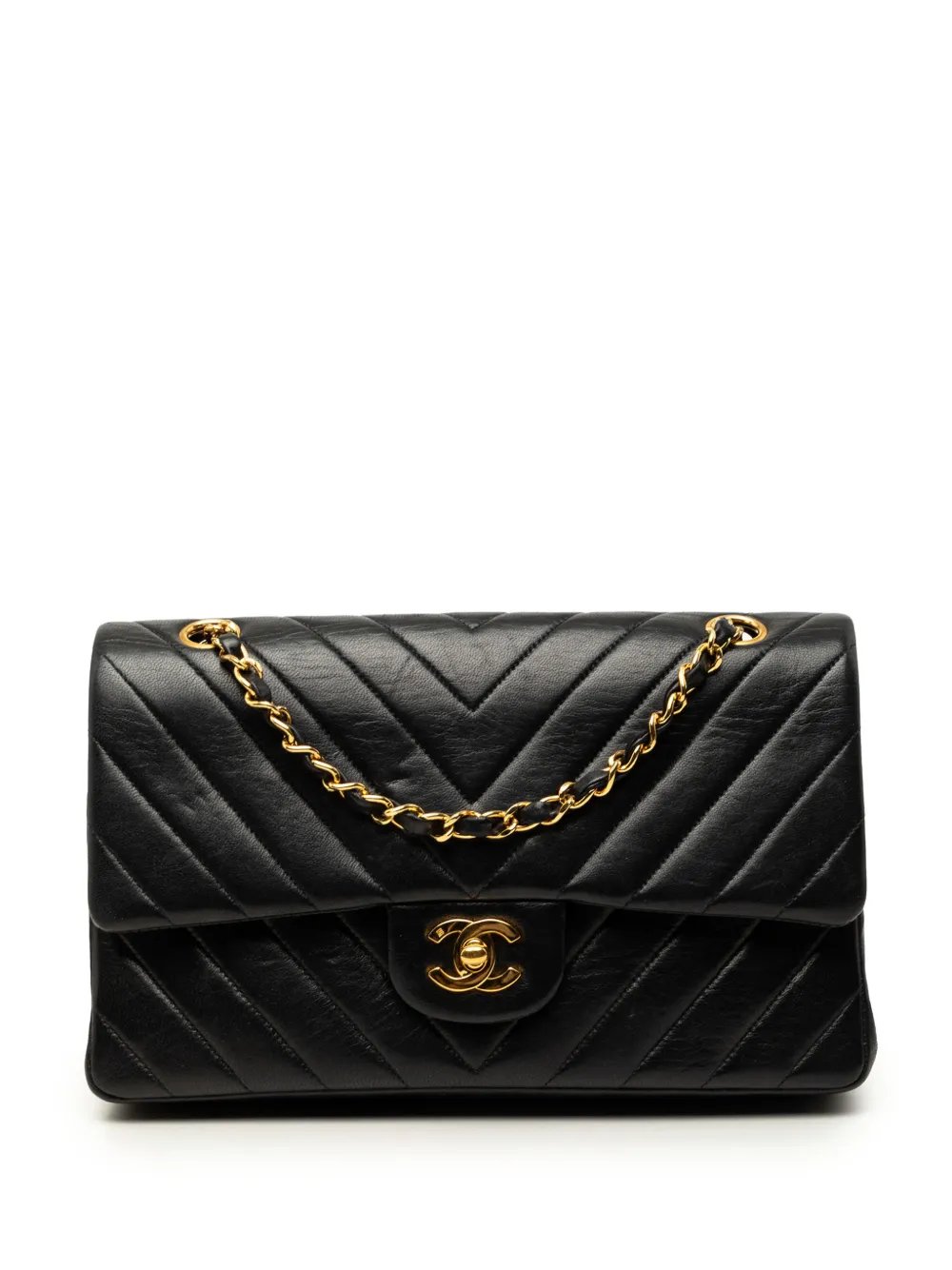 1991-1994 Medium Classic Chevron Lambskin Double Flap shoulder bag