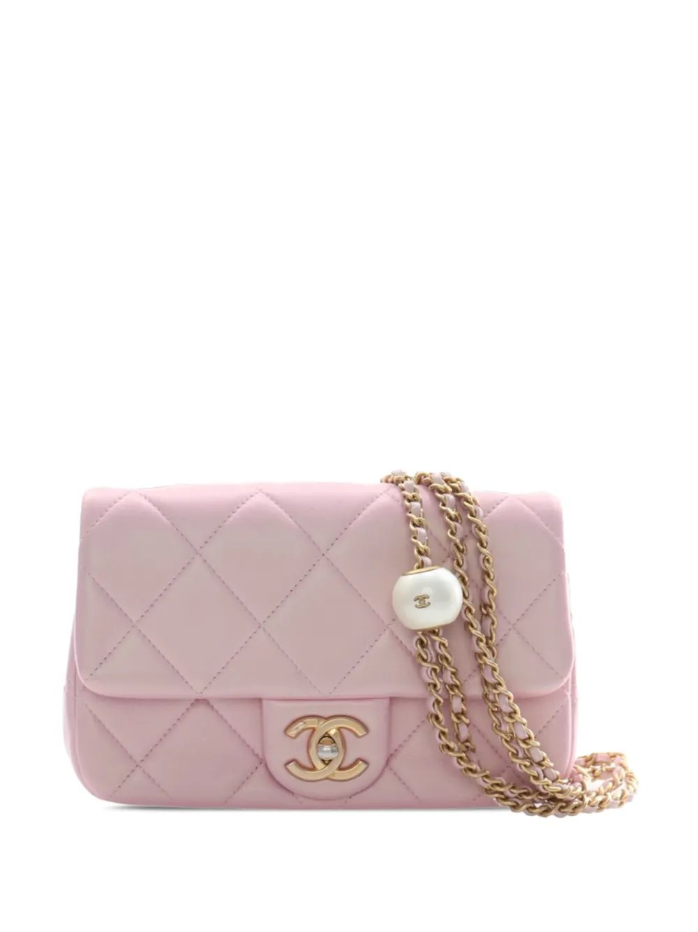 2021-2026 Mini Quilted Iridescent Lambskin Pearly Flap crossbody bag
