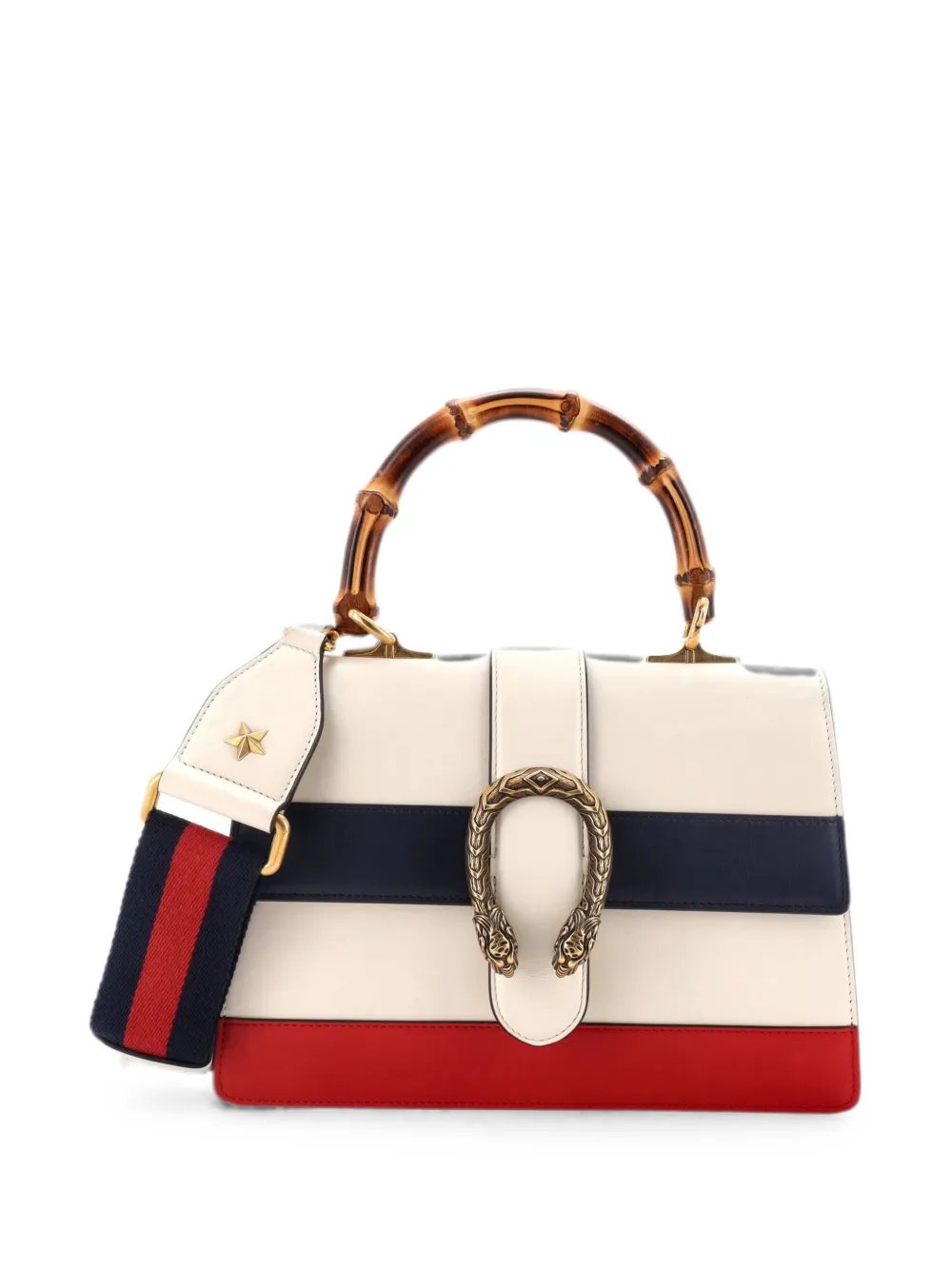 Dionysus Bamboo Top Handle Bag Colorblock Leather Medium satchel
