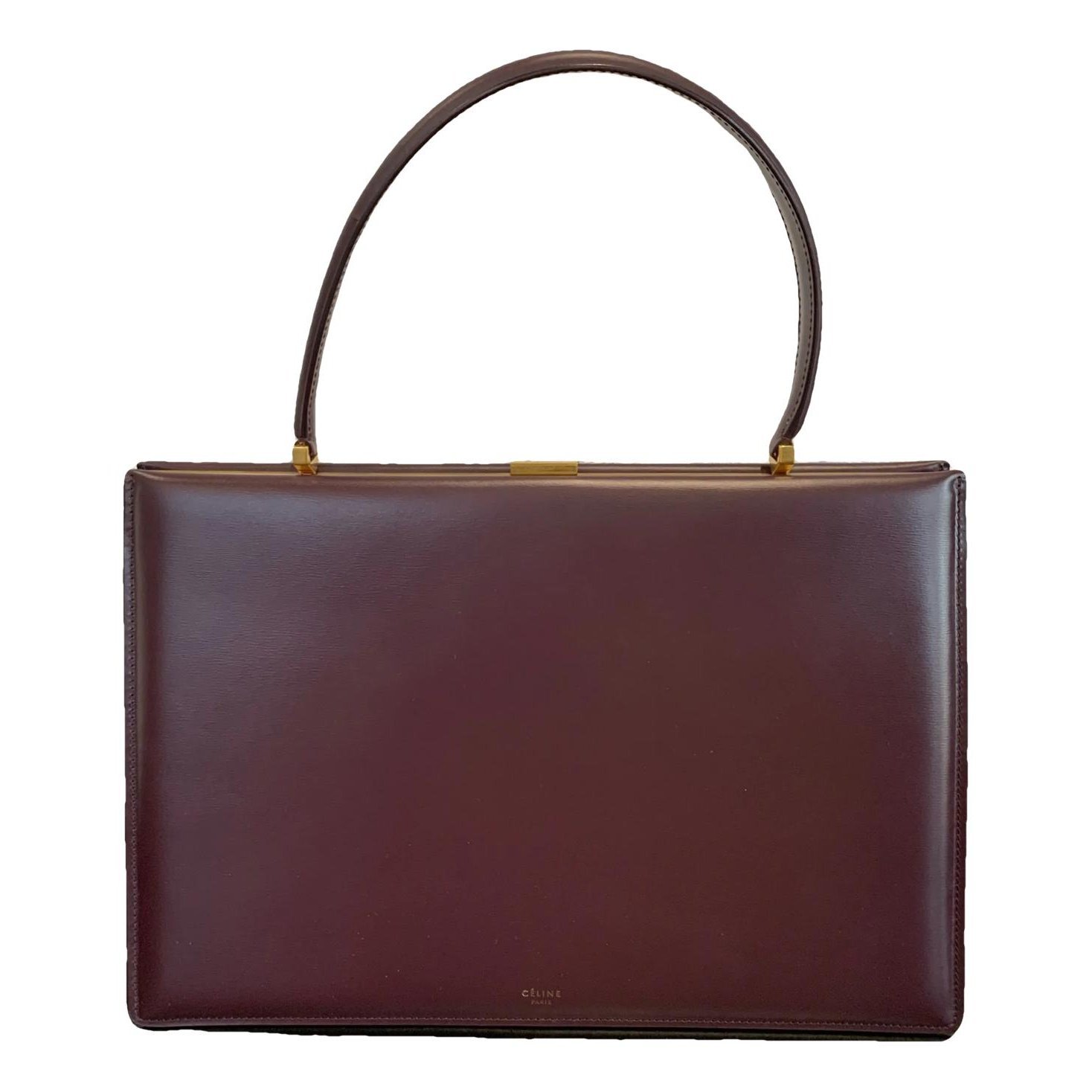 Clasp leather handbag