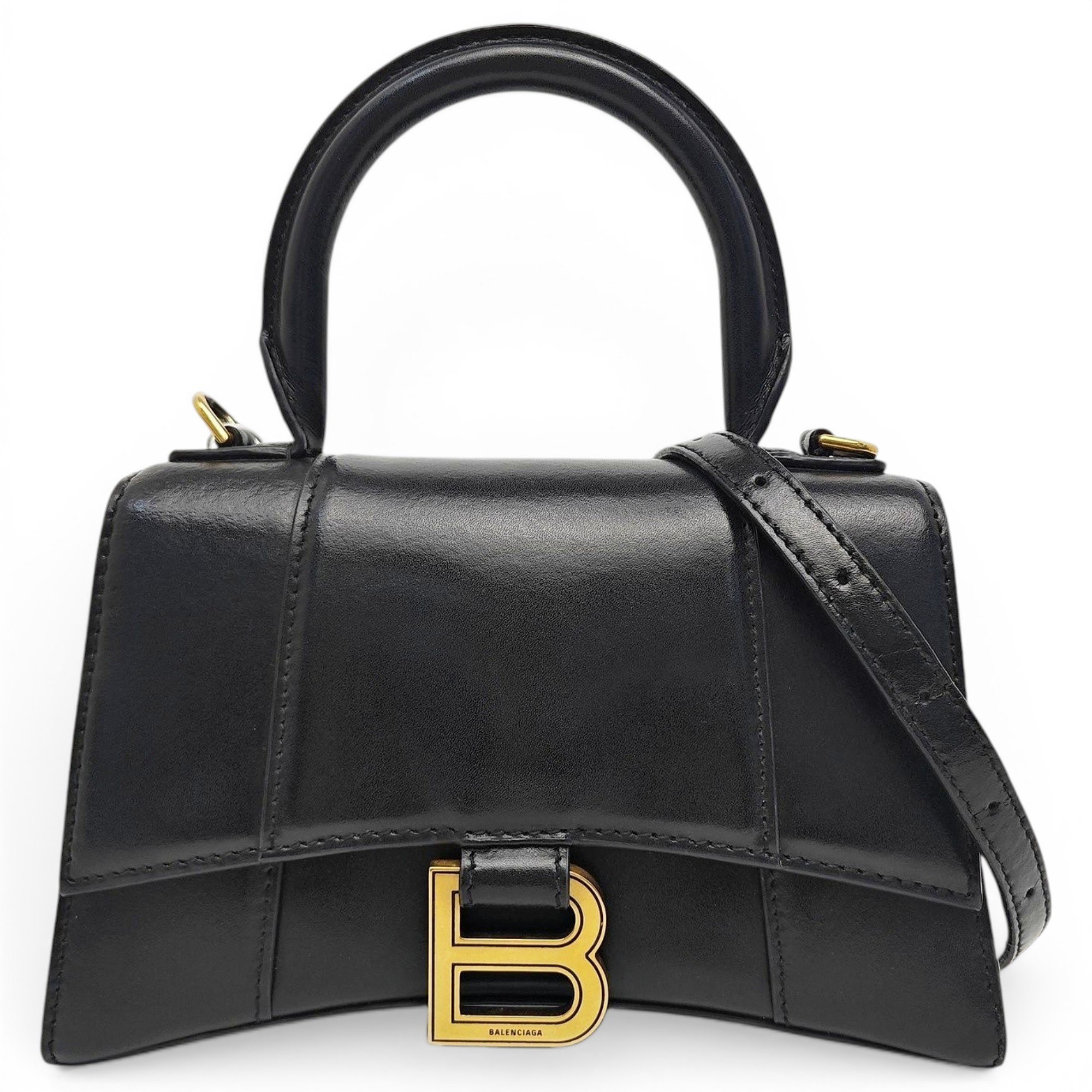 Hourglass leather handbag