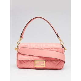 Fendi Fendi Rosa FF Embossed Nappa Leather Baguette Bag - 8BR600