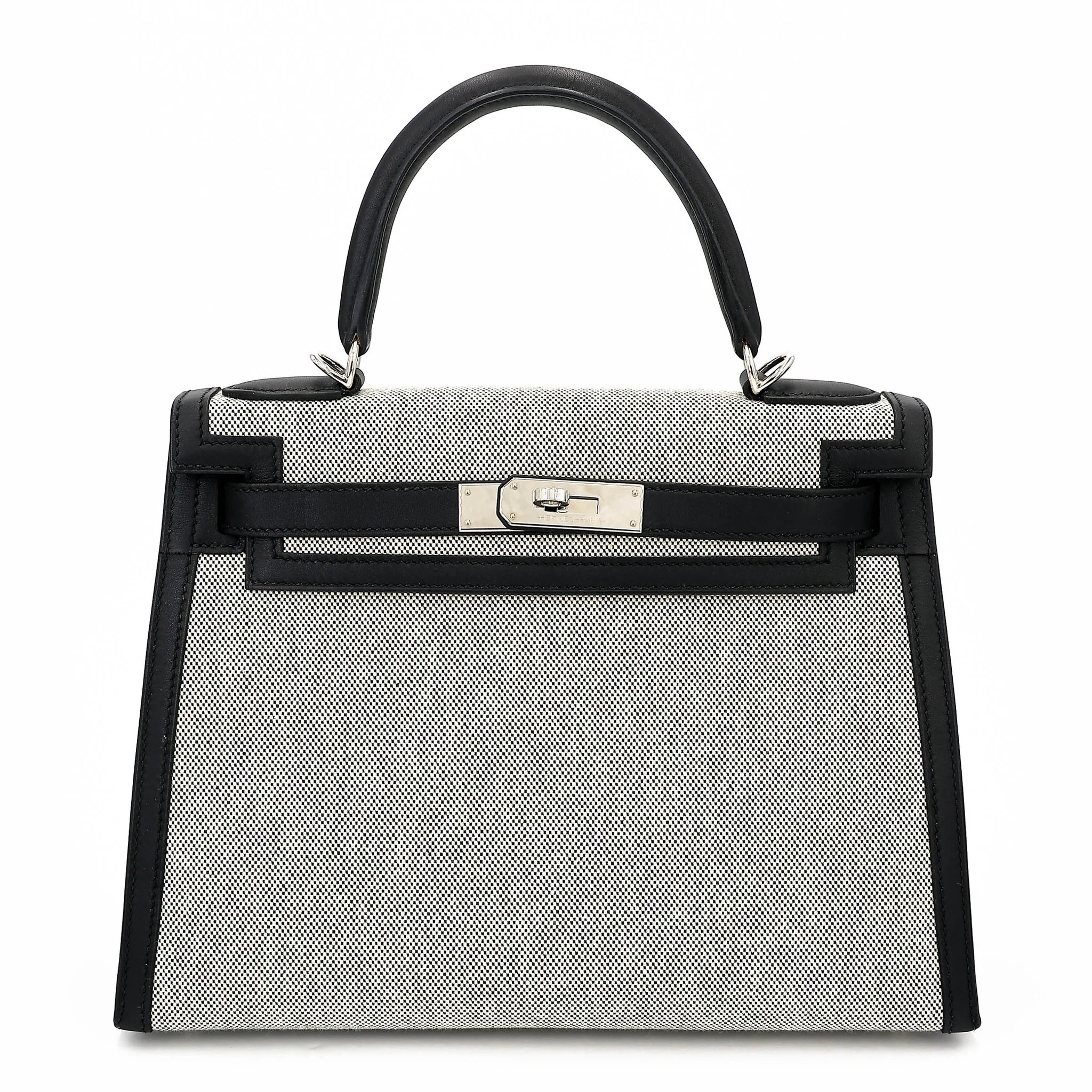 Hermes Kelly 28 Sellier Noir (89) Toile H canvas Swift Palladium hardware Z (2021)