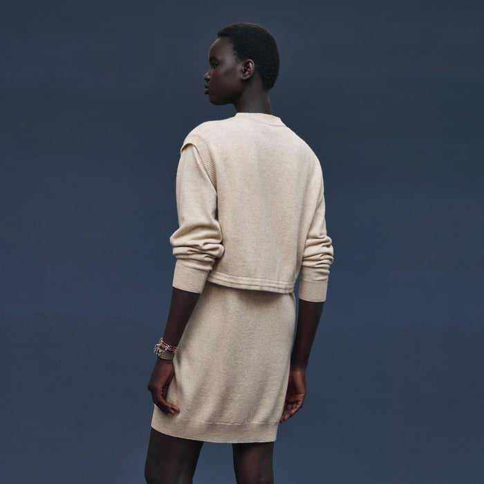 Beige Naturel Robe Mi-longue