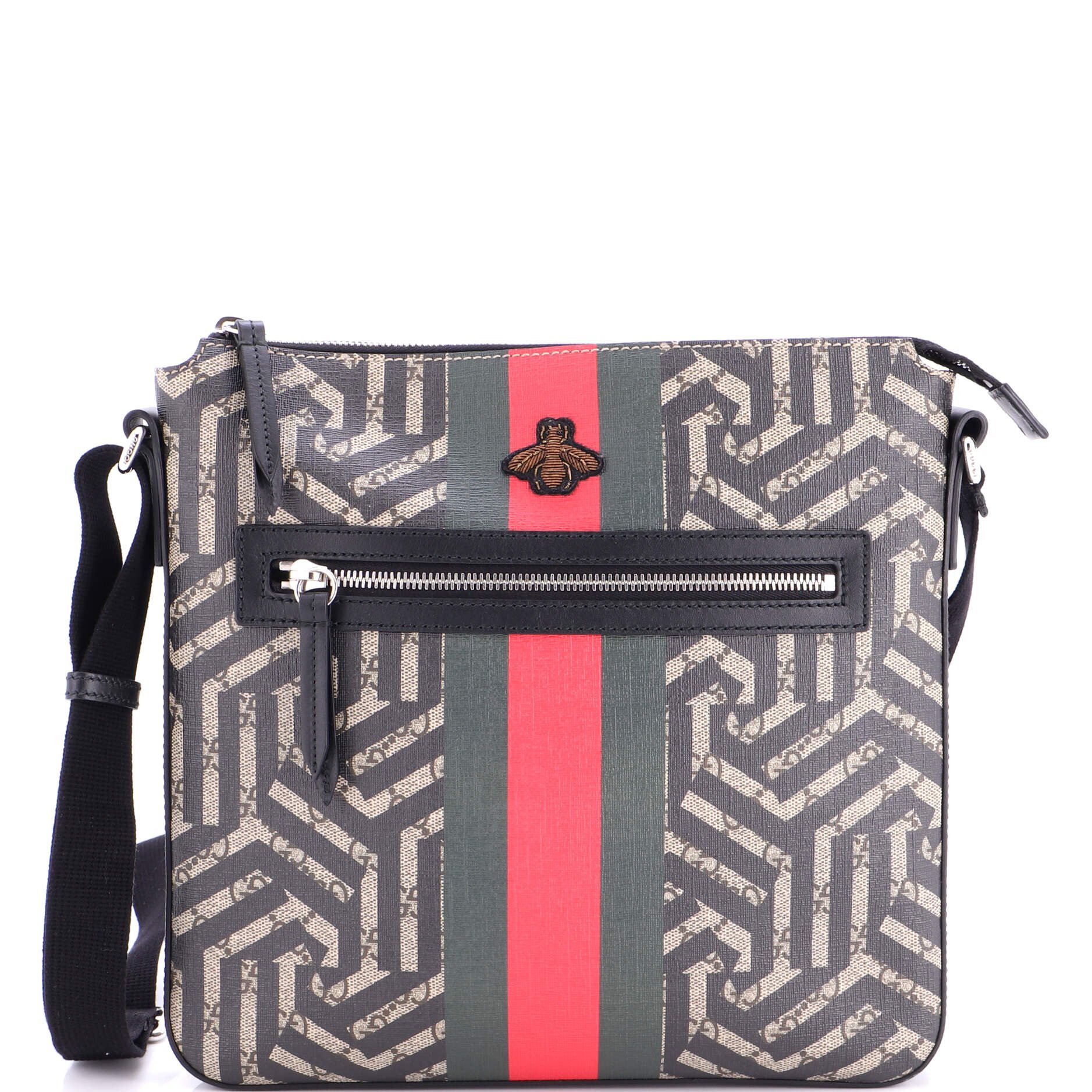 Front Zip Messenger Caleido GG Coated Canvas Medium