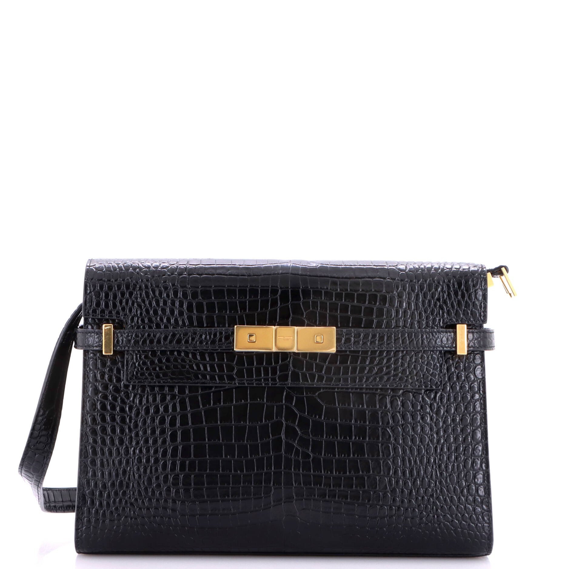 Manhattan Shoulder Bag Crocodile Embossed Leather Medium