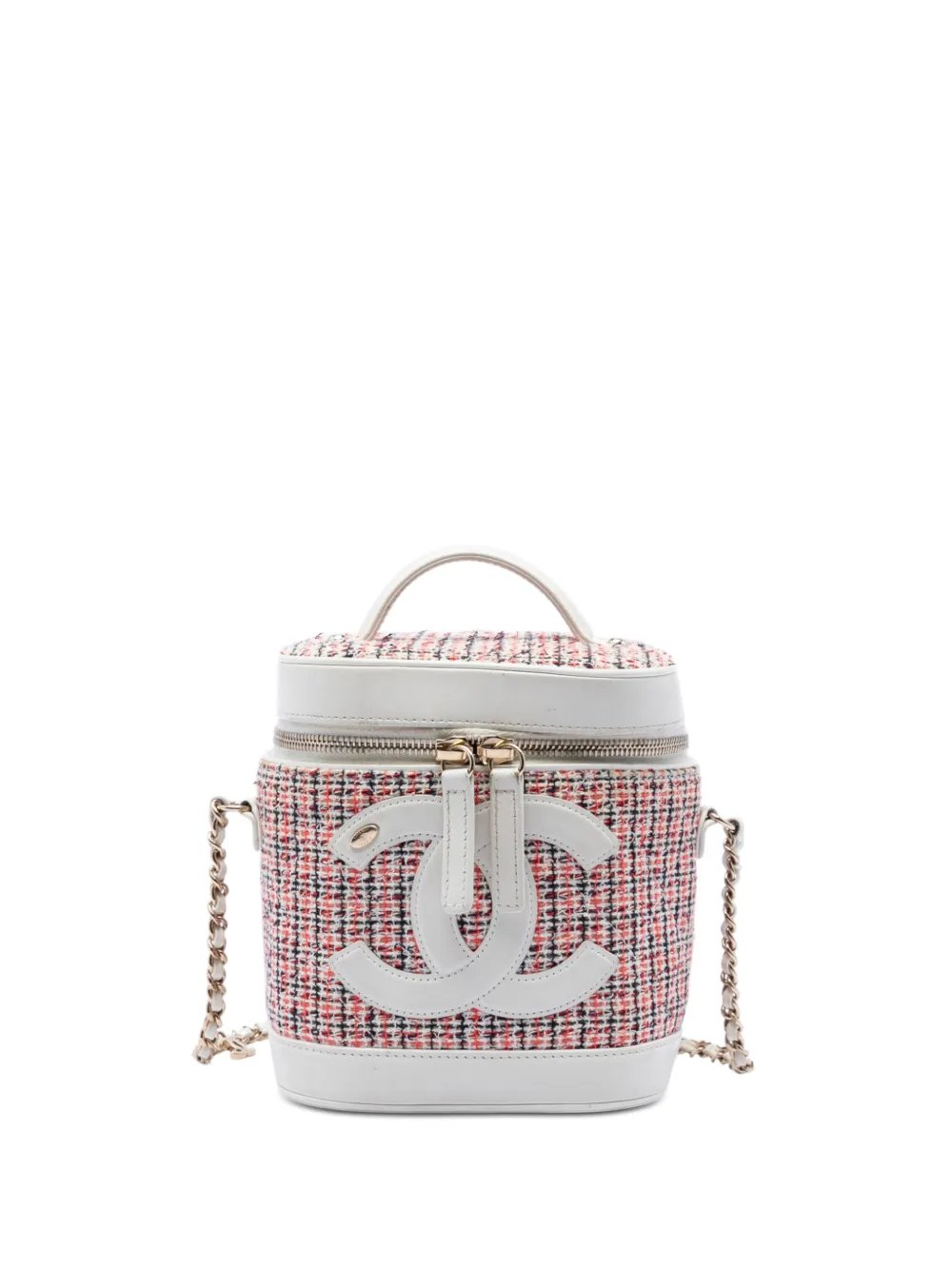 2019 Tweed and Lambskin Vanity Cosmetic Case satchel