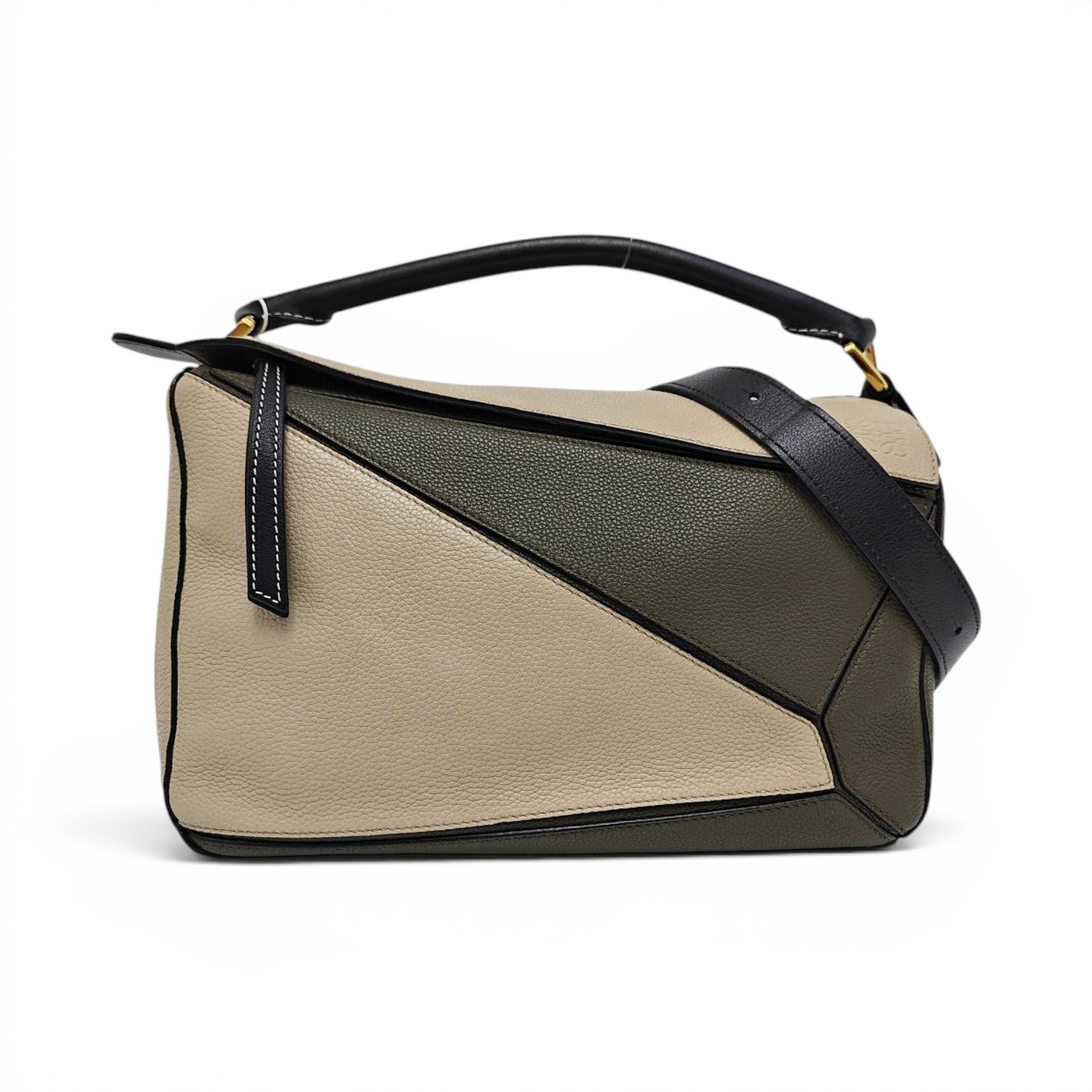 Puzzle leather handbag