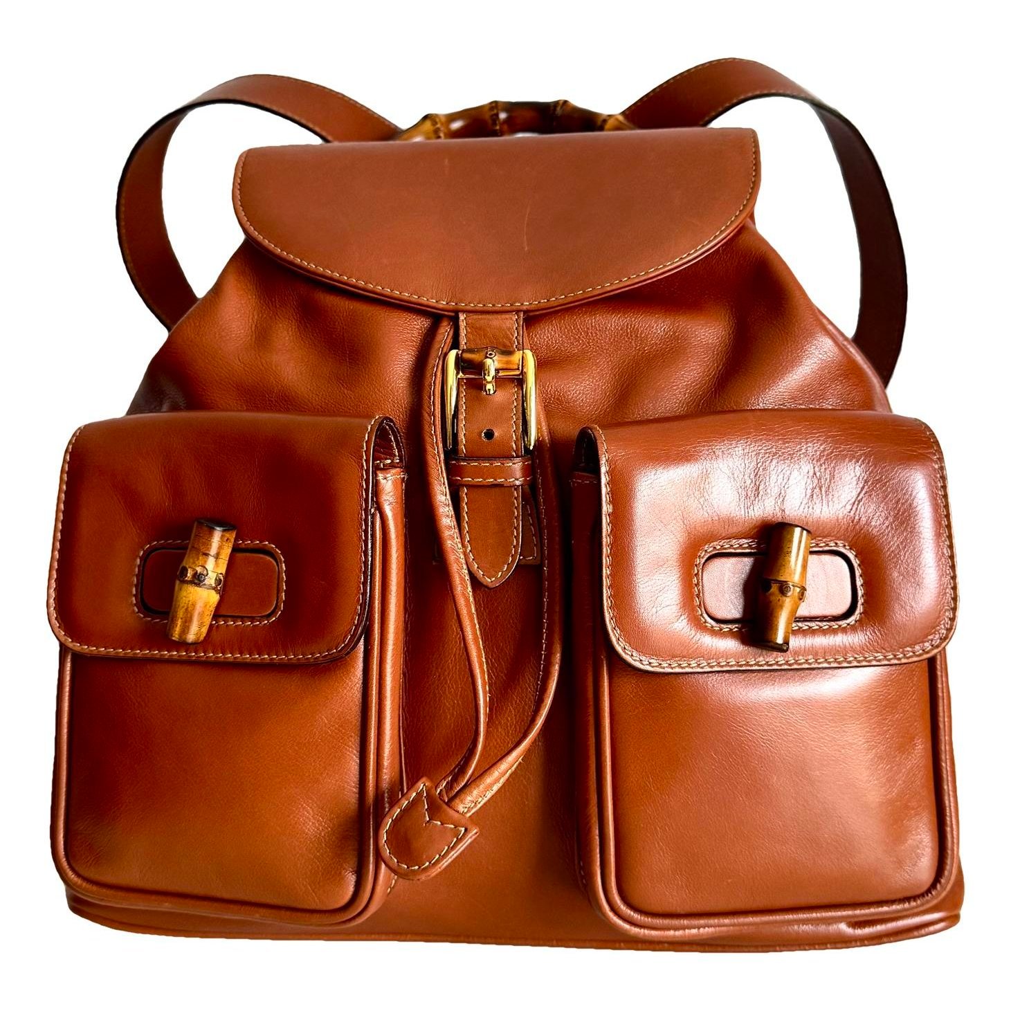 Vintage Bamboo leather backpack