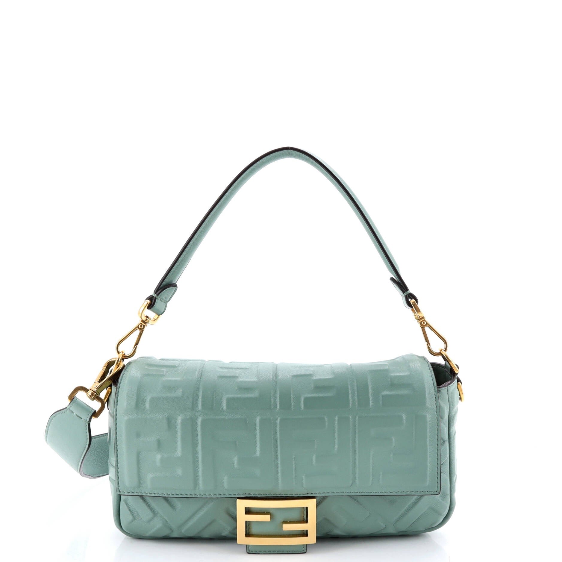 Fendi Baguette NM Bag Zucca Embossed Leather Medium