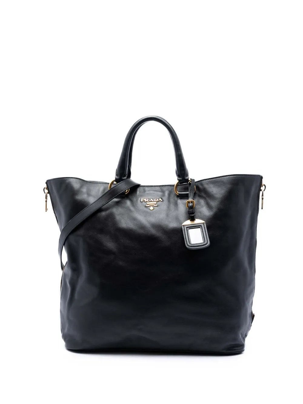 Prada 2010-2026 Soft Calf Side Zip Open Convertible Tote satchel