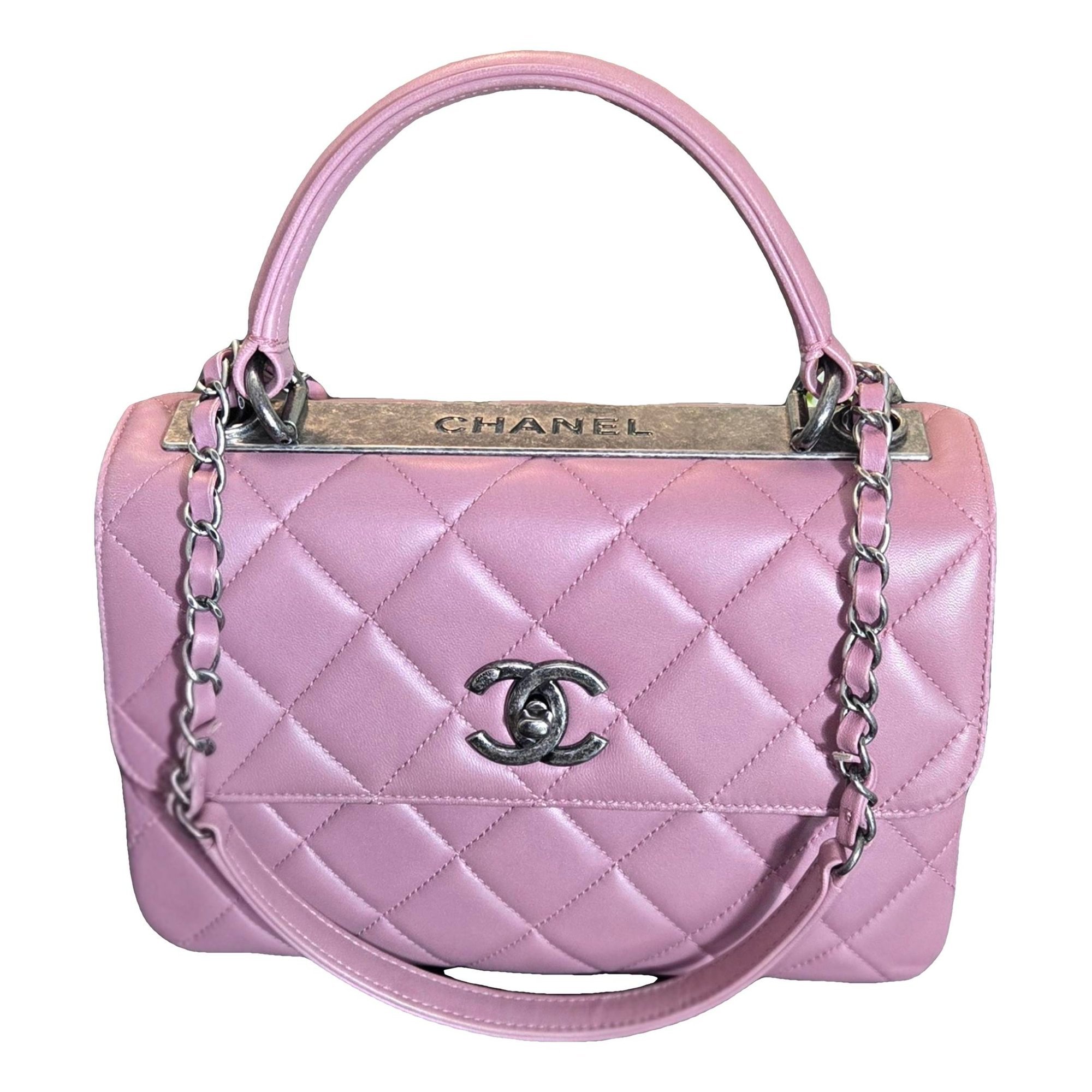 Trendy CC Top Handle leather handbag