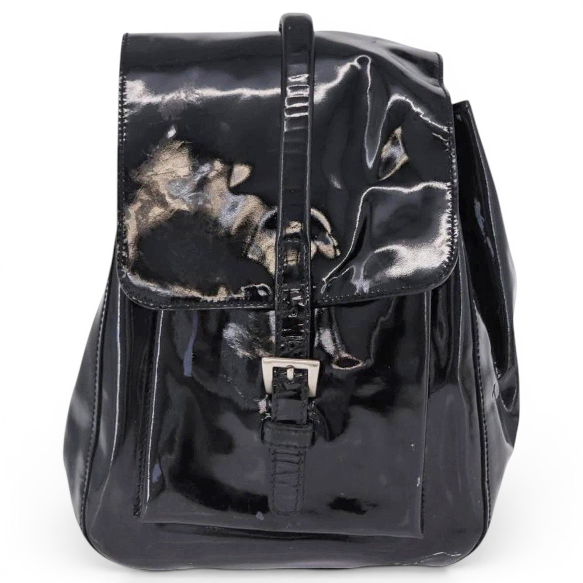 Patent leather backpack