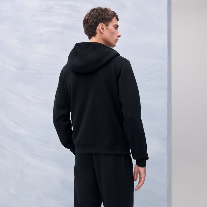 Noir “empreintes Sellier Cuir” 지퍼 후드 스웨터