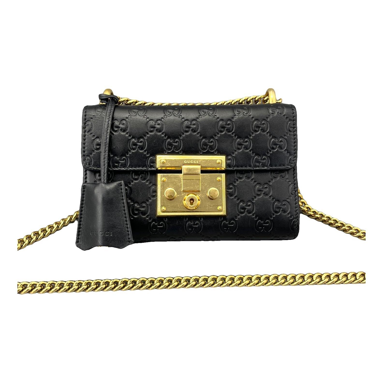 Padlock leather handbag