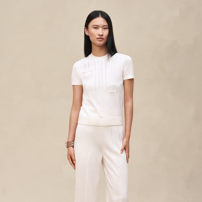 Blanc Nacre "Etriers Remix" Short-sleeve Sweater