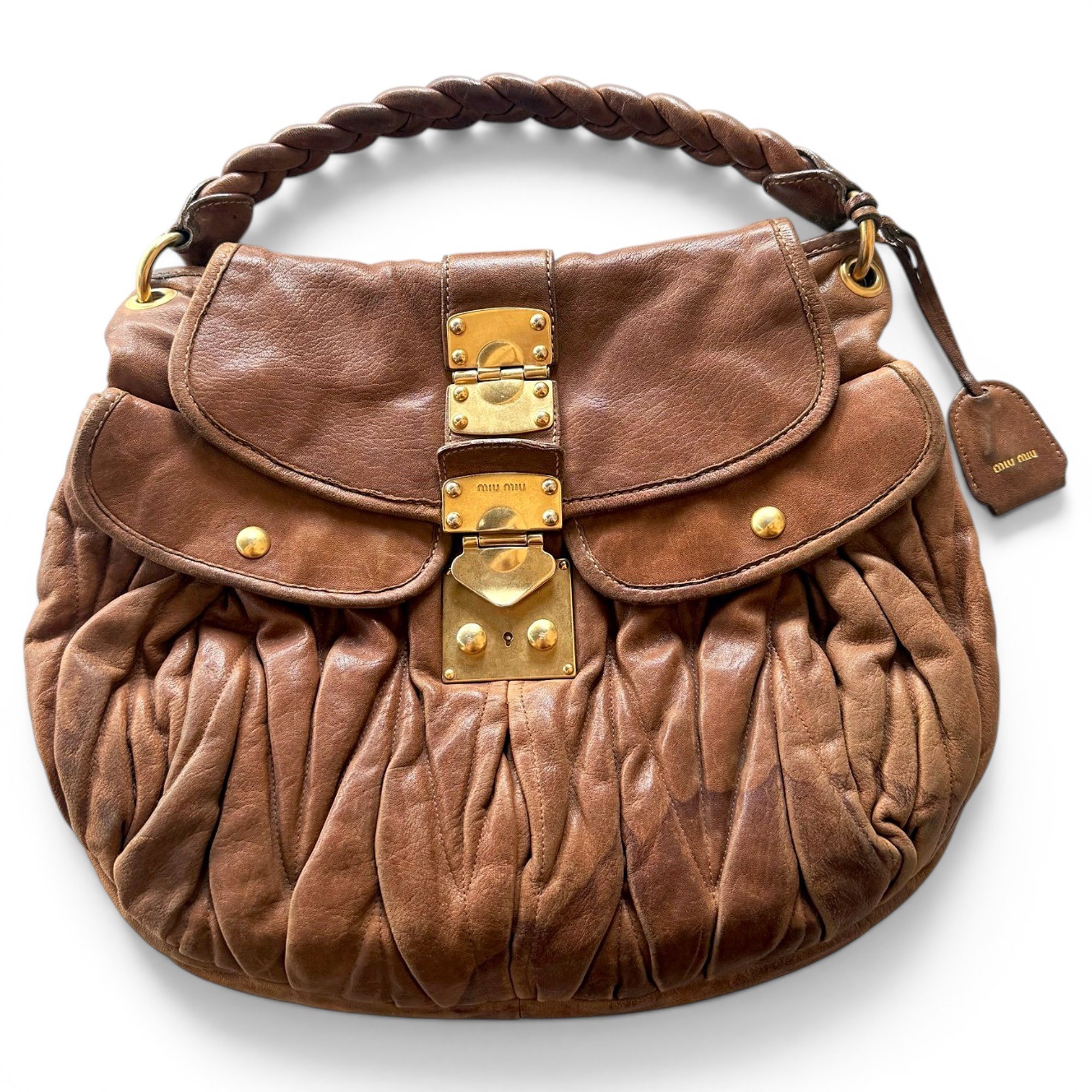 Coffer leather handbag