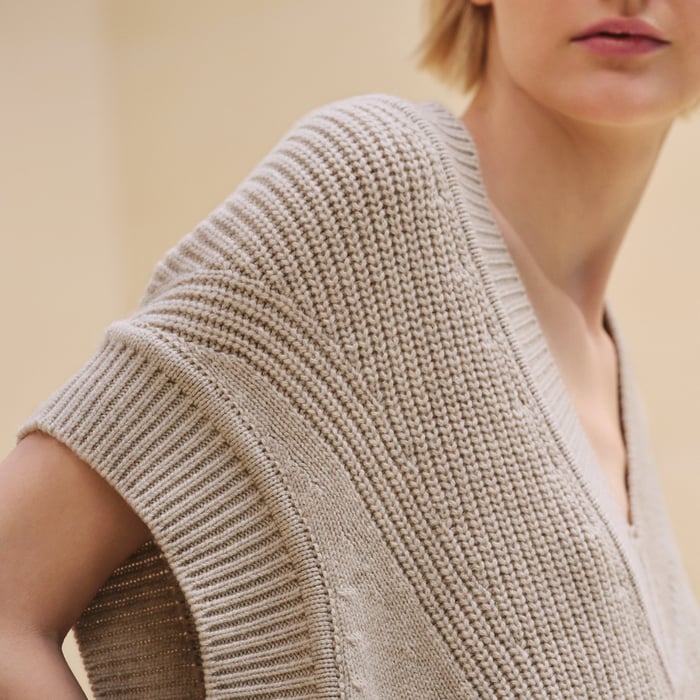 Beige Naturel Sleeveless Cashmere Dress