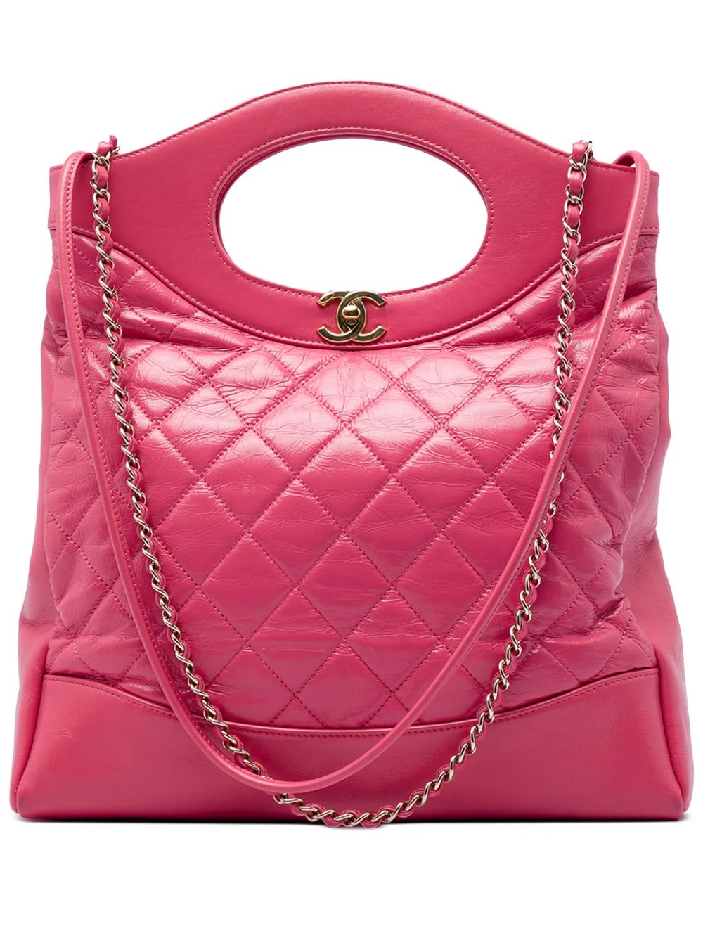 2019 Small Quilted Shiny Aged Calfskin 31 Shopping Bag satchel