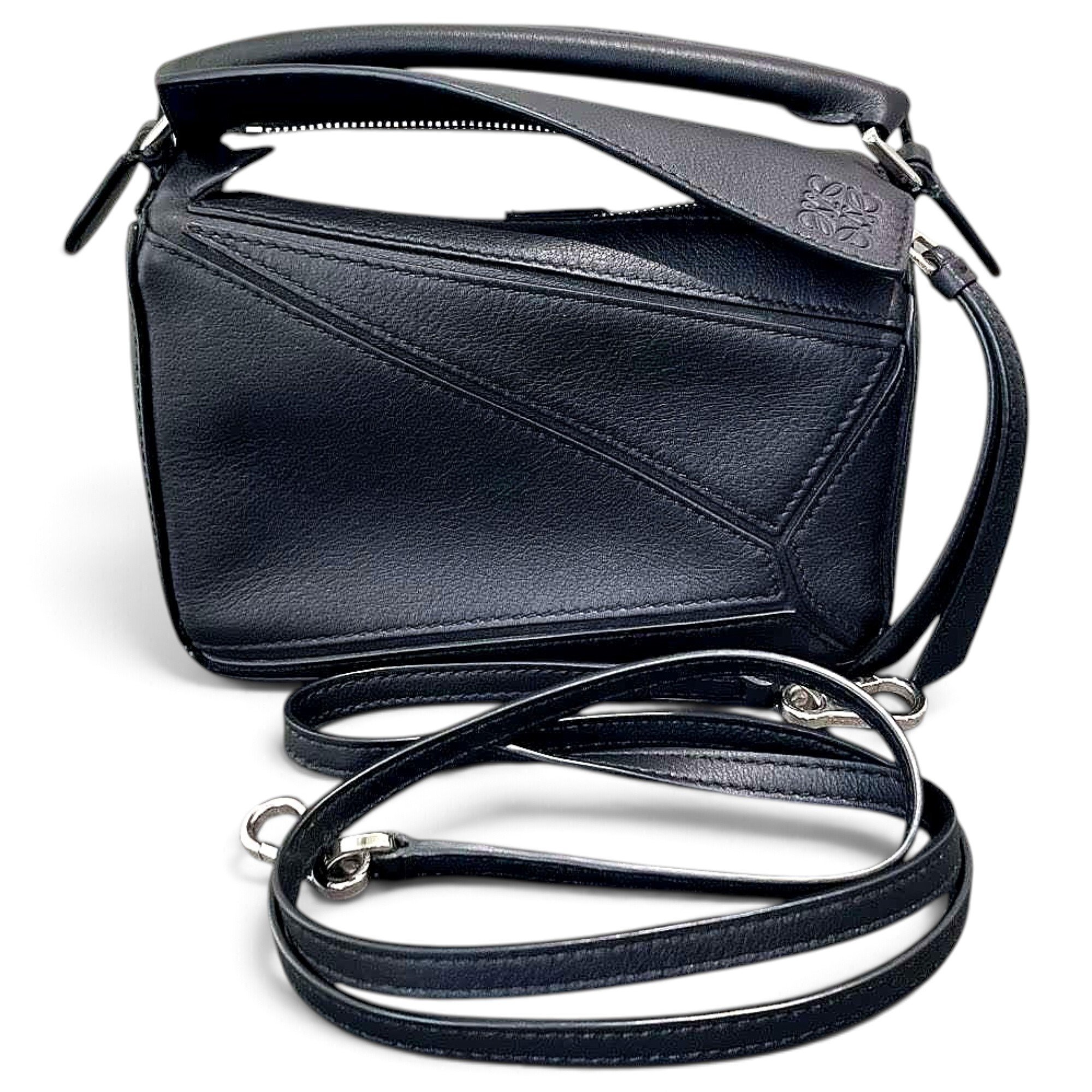 Puzzle leather handbag