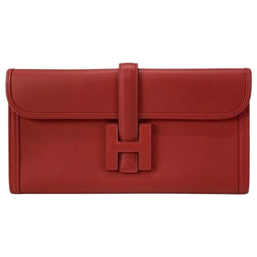Hermes Jige leather clutch bag