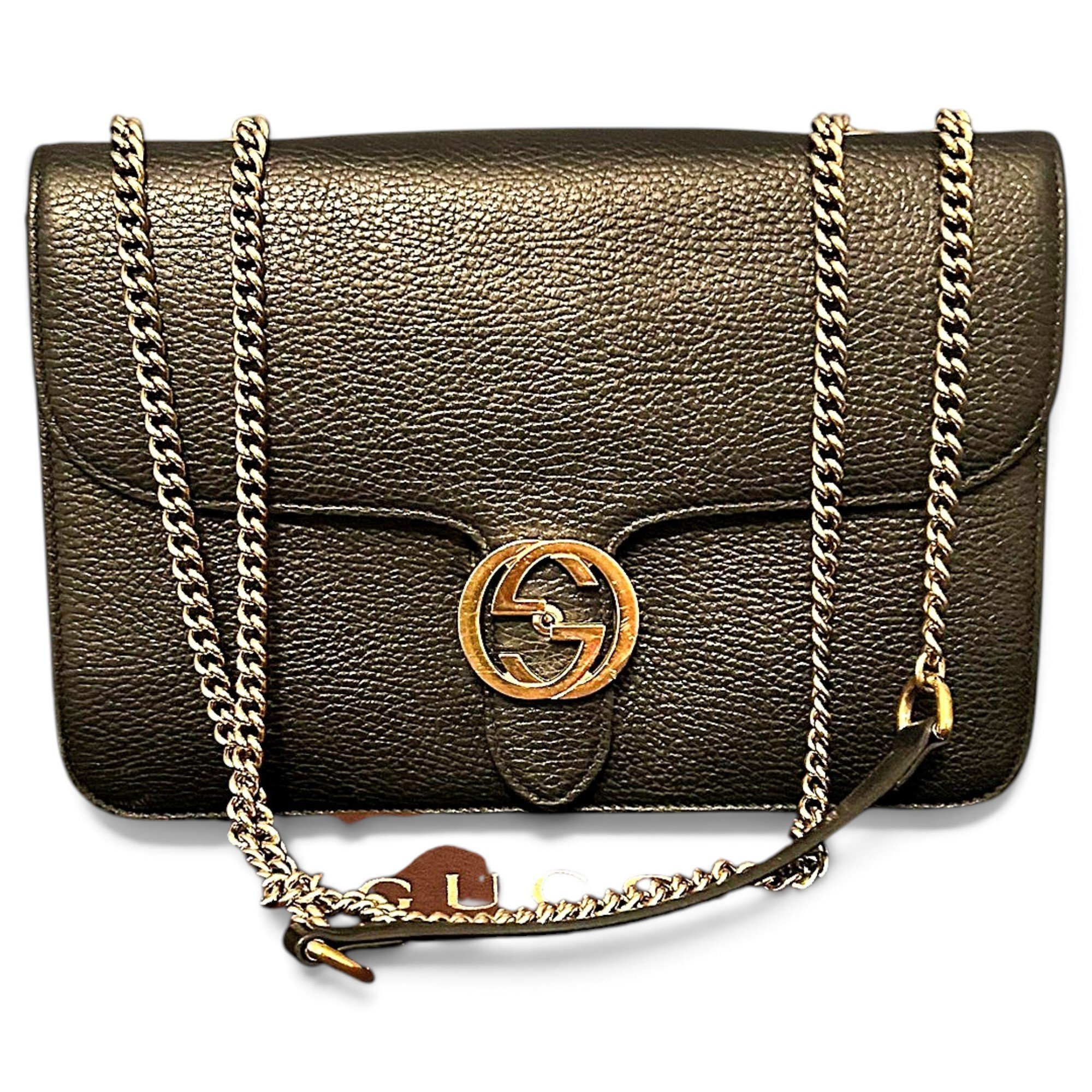 Interlocking leather crossbody bag