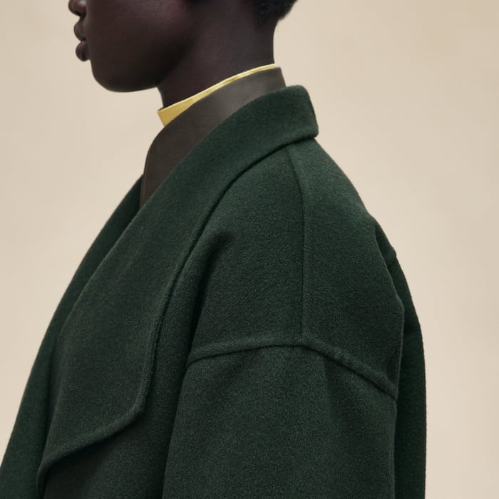 Vert Anglais Cashmere Coat With Shawl Collar