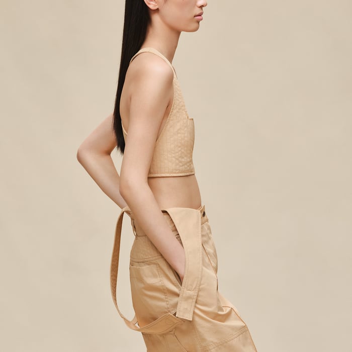 Beige Cajou Overalls Pants
