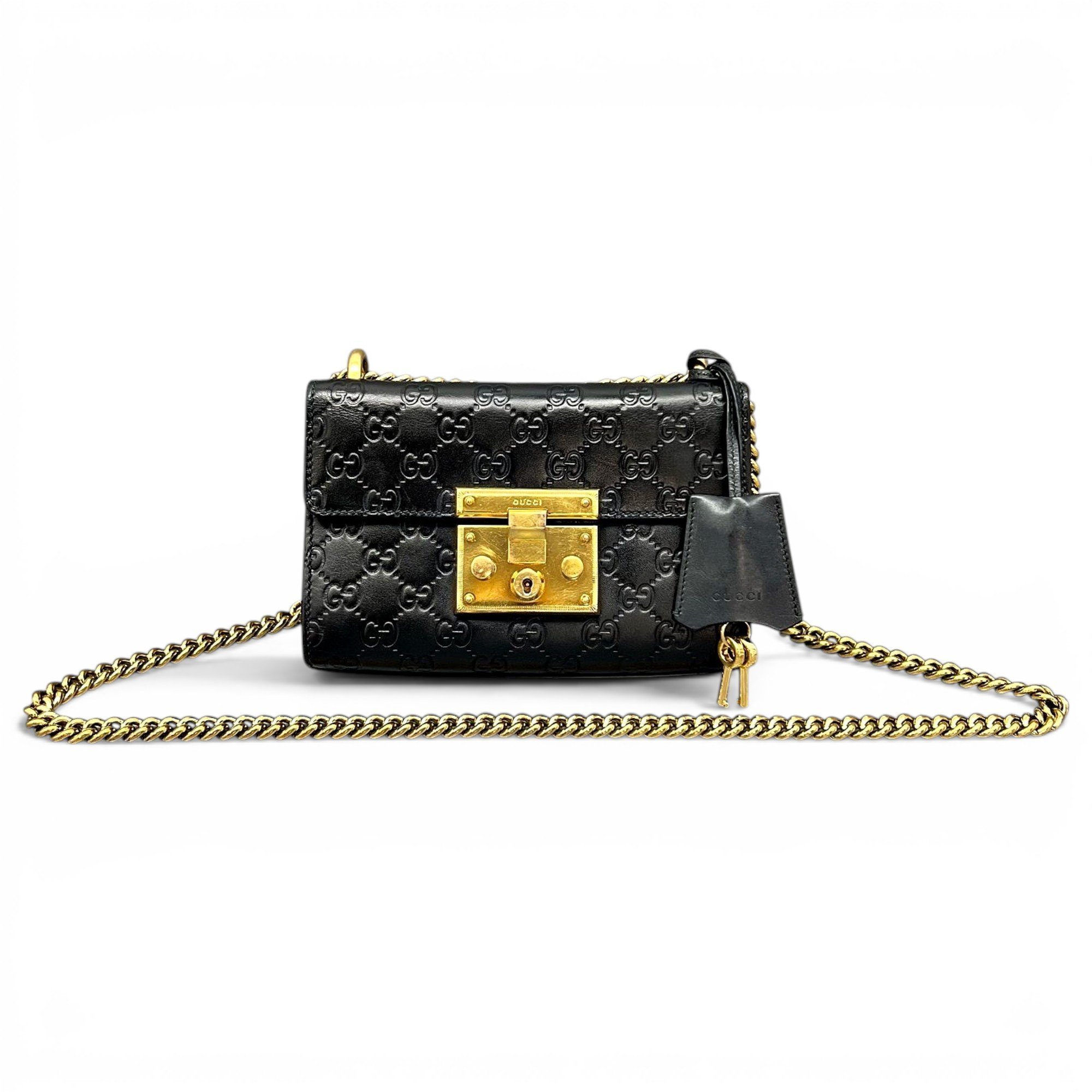Padlock leather handbag