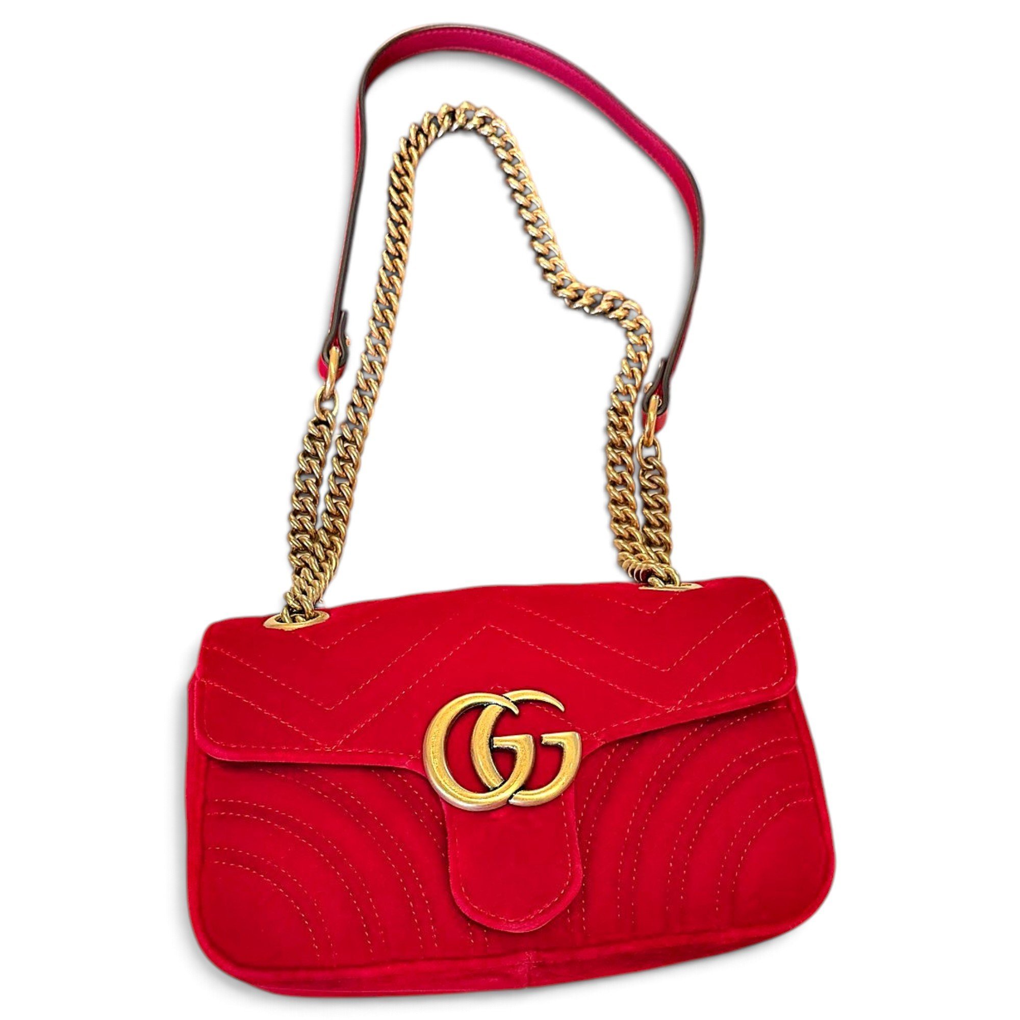GG Marmont Chain Flap velvet handbag