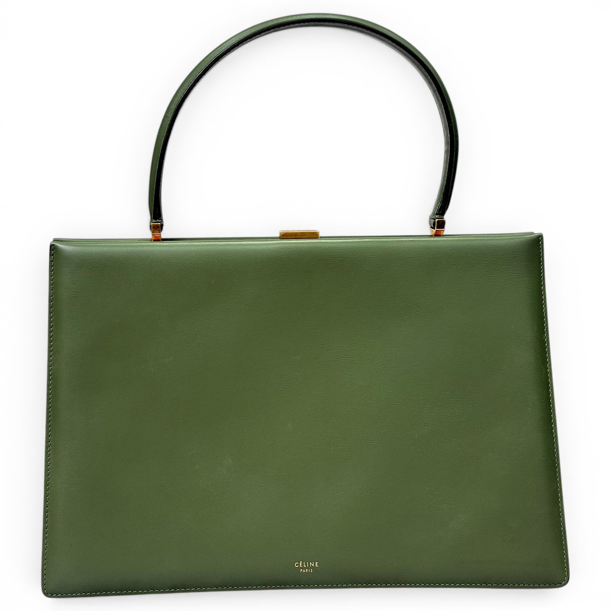 Clasp leather handbag