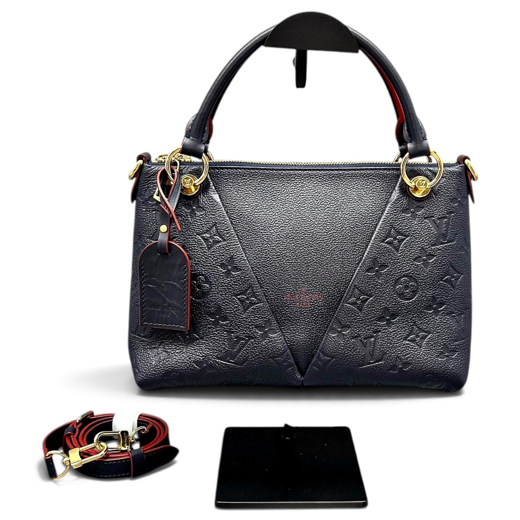 Tote V leather handbag