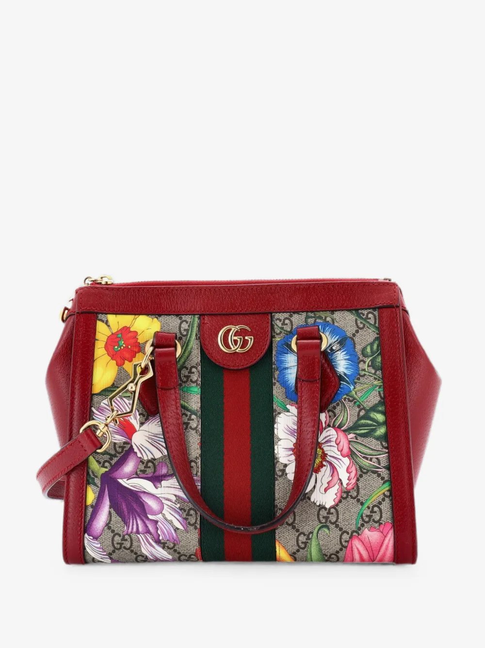 Ophidia Top Handle Tote Flora GG Coated Canvas Small satchel