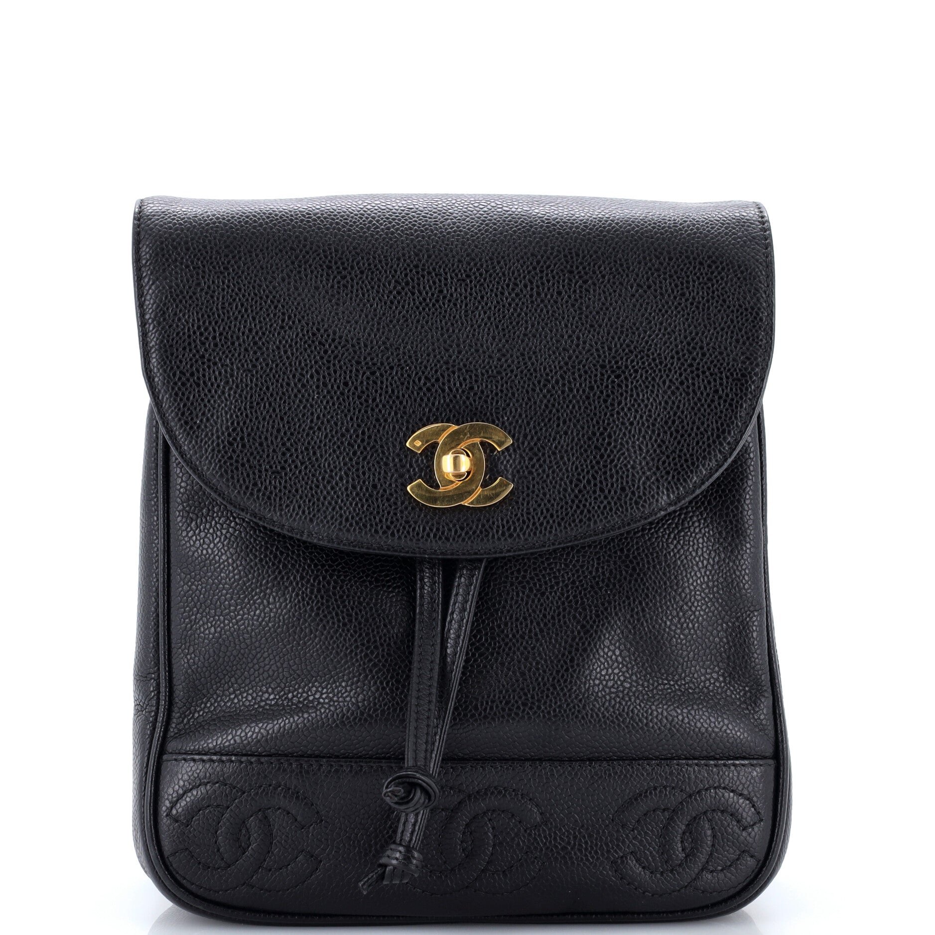 Vintage Triple Stitched CC Flap Backpack Caviar Small