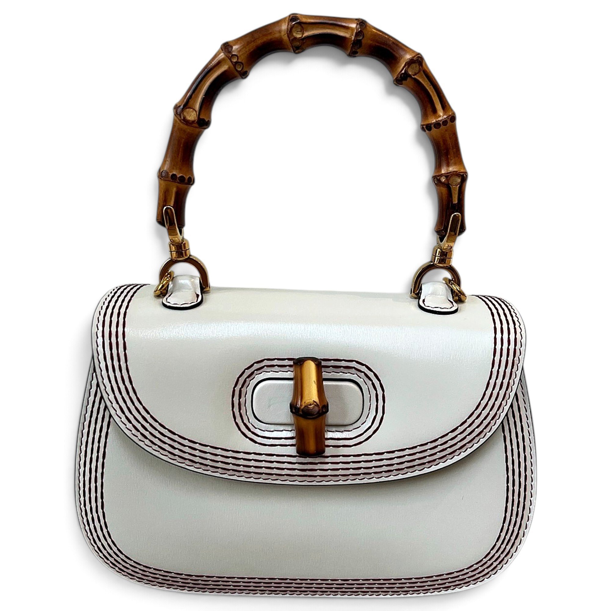 Bamboo Top Handle leather handbag