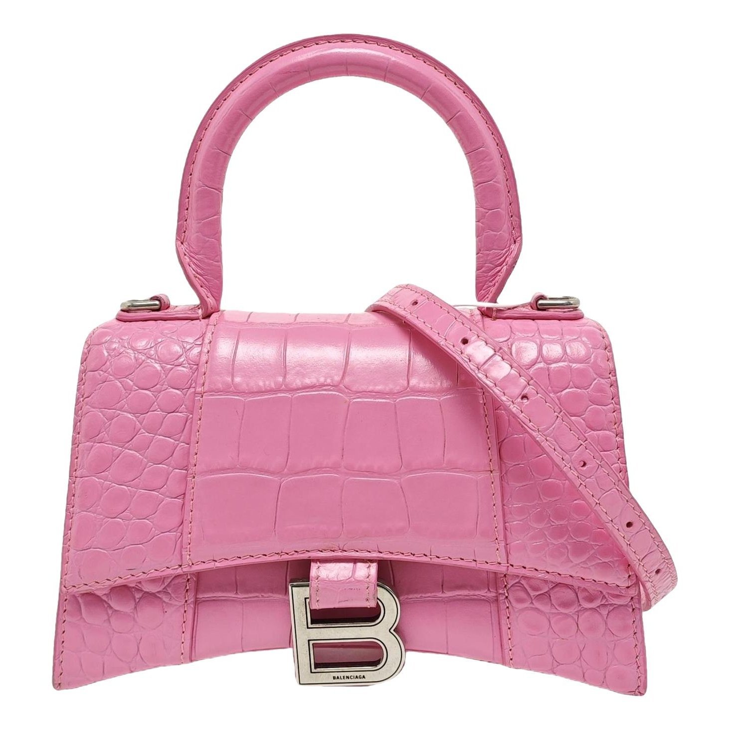 Hourglass leather handbag