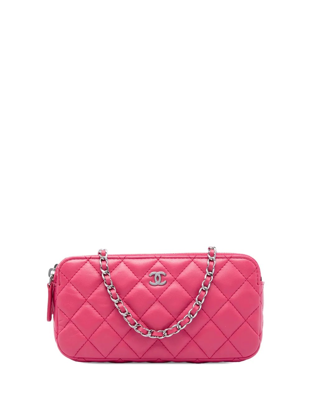 2019 CC Quilted Lambskin Double Zip Clutch On Chain crossbody bag